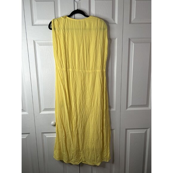 Charli Nevin Yellow V-Neck Ruched Drawstring Midi Dress Women's Size 8 - Picture 10 of 11